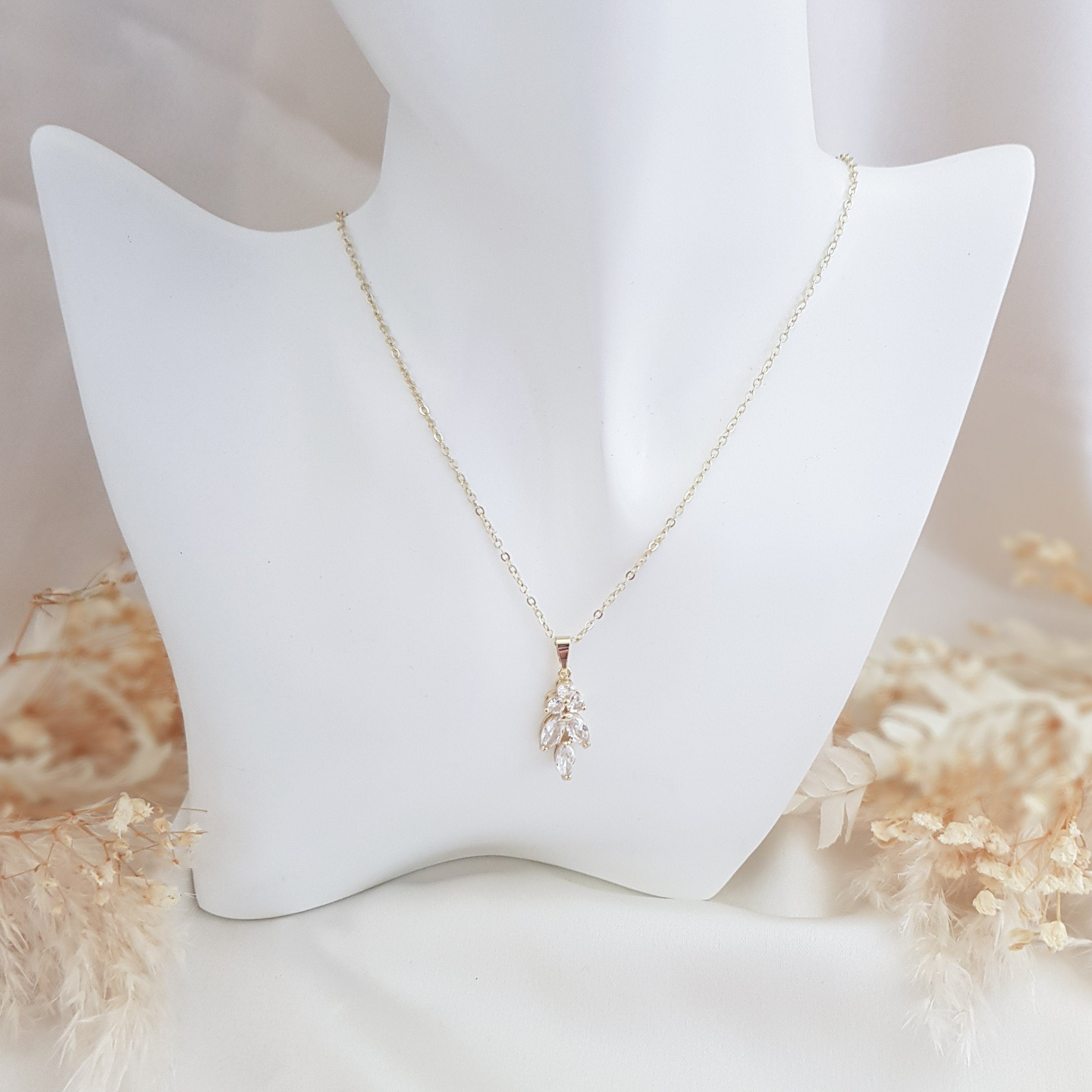 Bridal Necklace, Vintage Style Necklace, Crystal Bridal Necklace, Gold Necklace, Wedding Necklace, Bridesmaid Gift, Bridal Jewellery