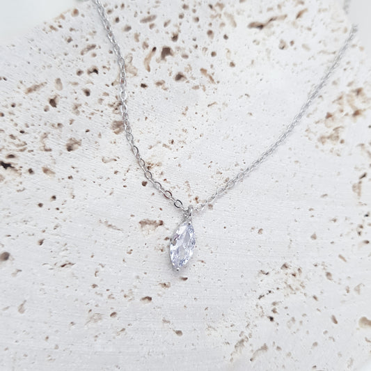 Bridal Necklace, Vintage Style Necklace, Crystal Necklace, Silver Minimalist Necklace, Wedding Necklace, Bridesmaid Gift, Bridal Jewellery