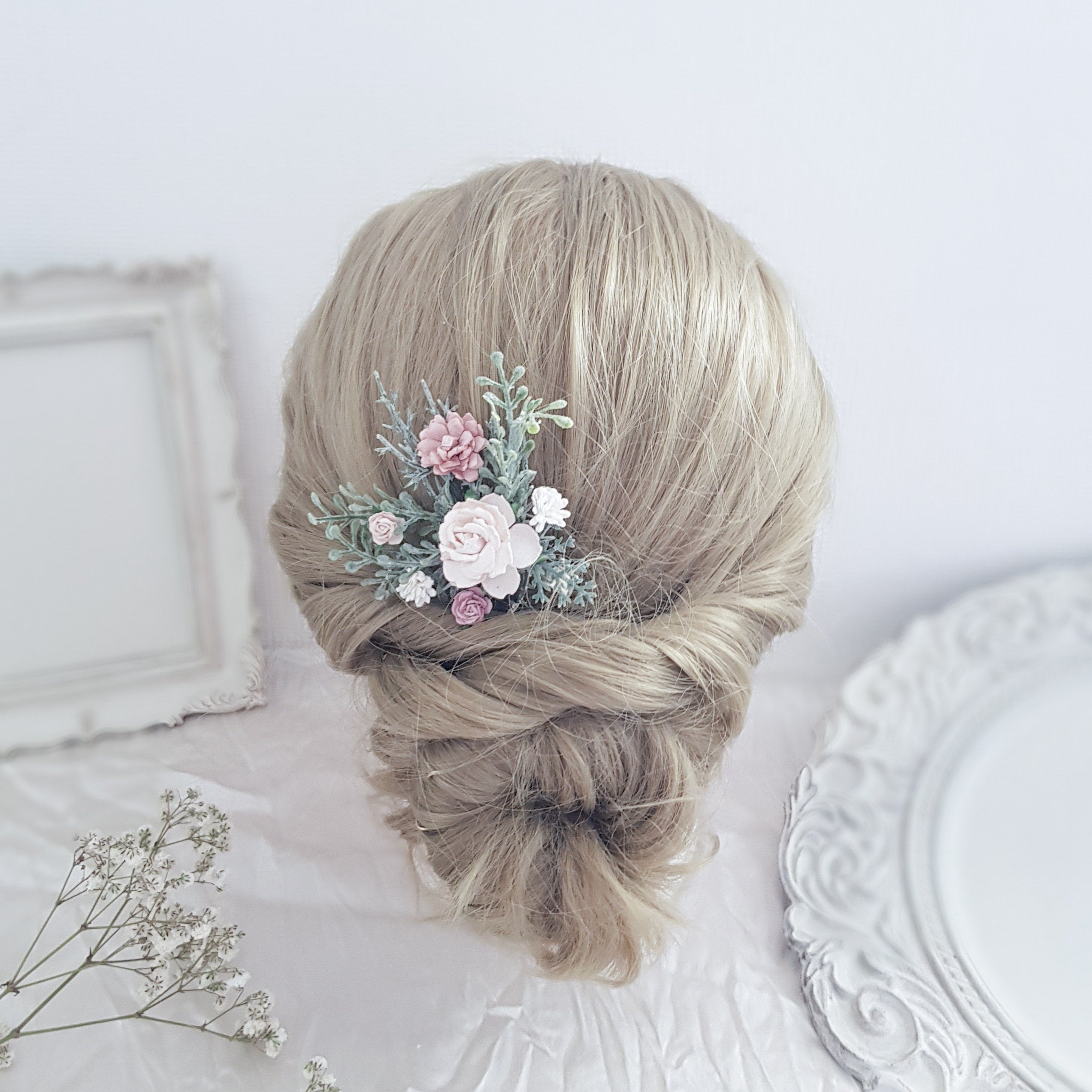 Wedding Hair Accessories, Flower Hair Comb, Bridal Hair Pins, Blush Pink Hair Piece, Bridesmaid Hair Clip, Floral Boutonniere Wedding Hair Accessories, Flower Hair Comb, Bridal Hair Pins, Blush Pink Hair Piece, Bridesmaid Hair Clip, Floral Boutonniere