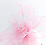 Candy pink large flower feather crin fascinator hat