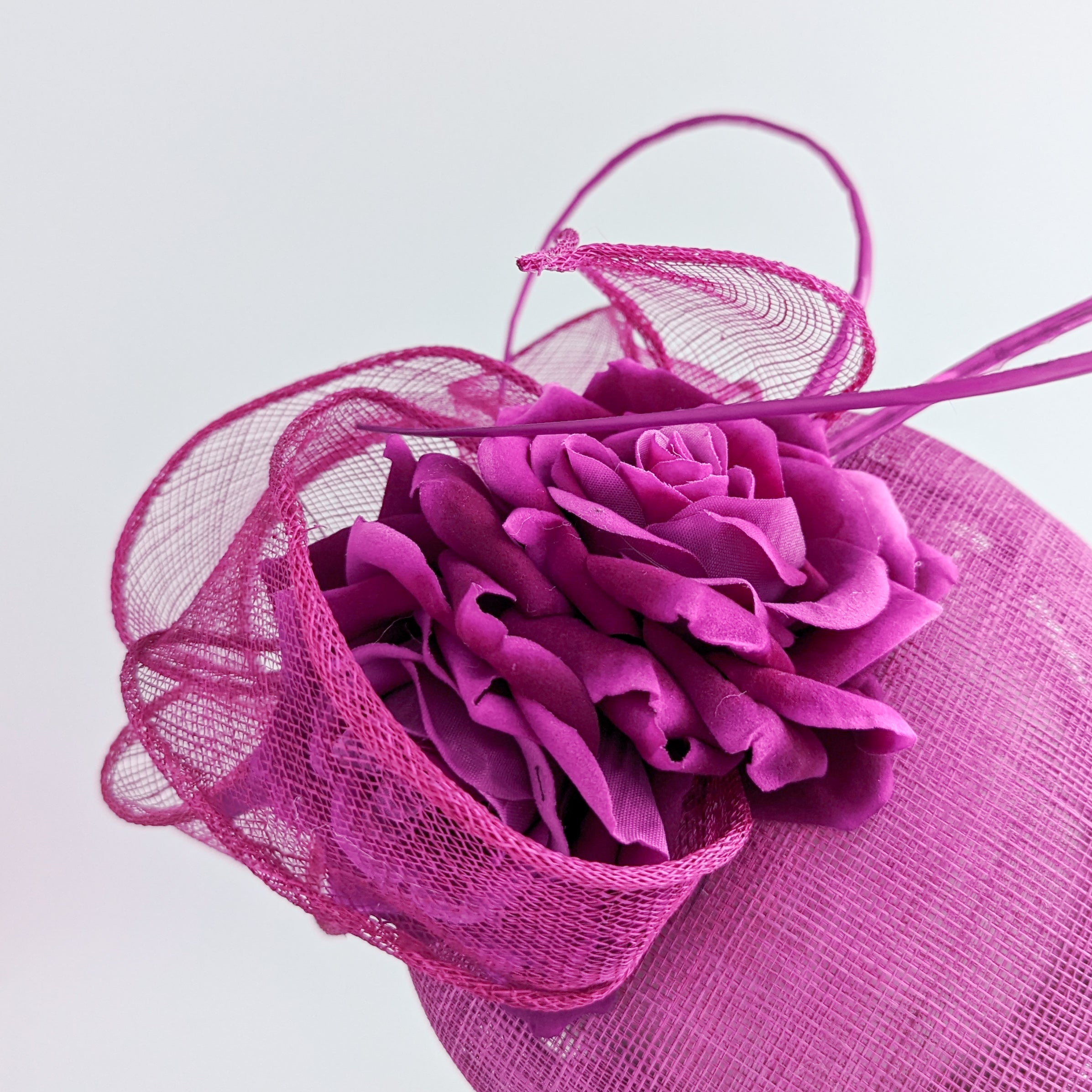 Magenta pink flower fascinator hat