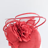 Red flower fascinator hat