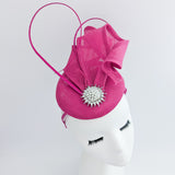 Cappello fascinator rosa fucsia perlato