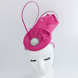 Cappello fascinator rosa fucsia perlato