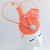 Coral orange pearl fascinator hat