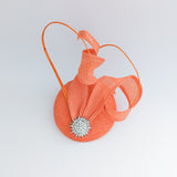 Coral orange pearl fascinator hat