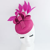 Fuchsia pink feather fascinator hat