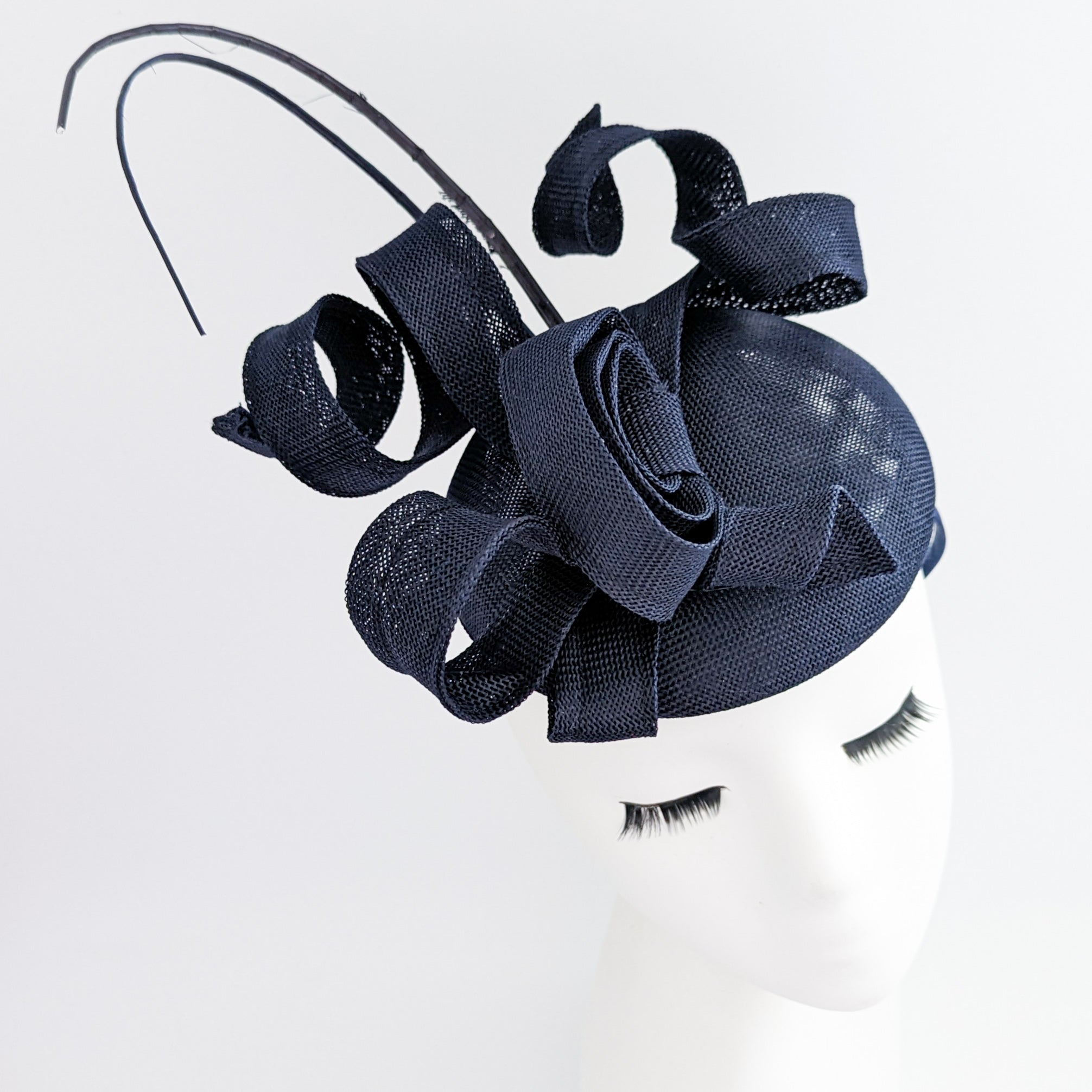 Cappello fascinator ad anello a spirale blu navy