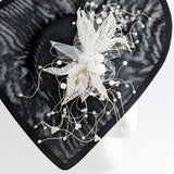 Black large teardrop crystal fascinator hat