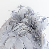 Grey feather large saucer disc fascinator hat