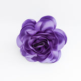 Large violet purple satin rose fascinator hat