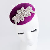 Magenta purple crystal small fascinator wedding hats uk