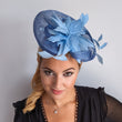 Cornflower blue feather fascinator hat