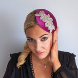 Cappelli da sposa con fascinator piccoli in cristallo arancione uk