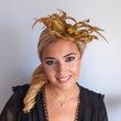 Bronze brown crystal feather fascinator hat