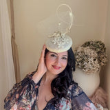 Cream flower fascinator hat
