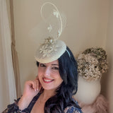 Cream flower fascinator hat
