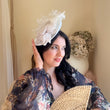 Cappello fascinator con perle di piume di corallo