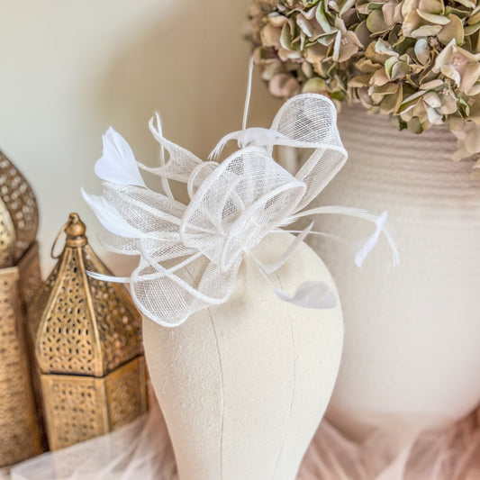 White feather fascinator hat