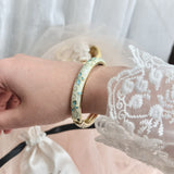Cloisonné Enamel Pastel Bangles— Faerie Flower Gold Stacking Bracelets