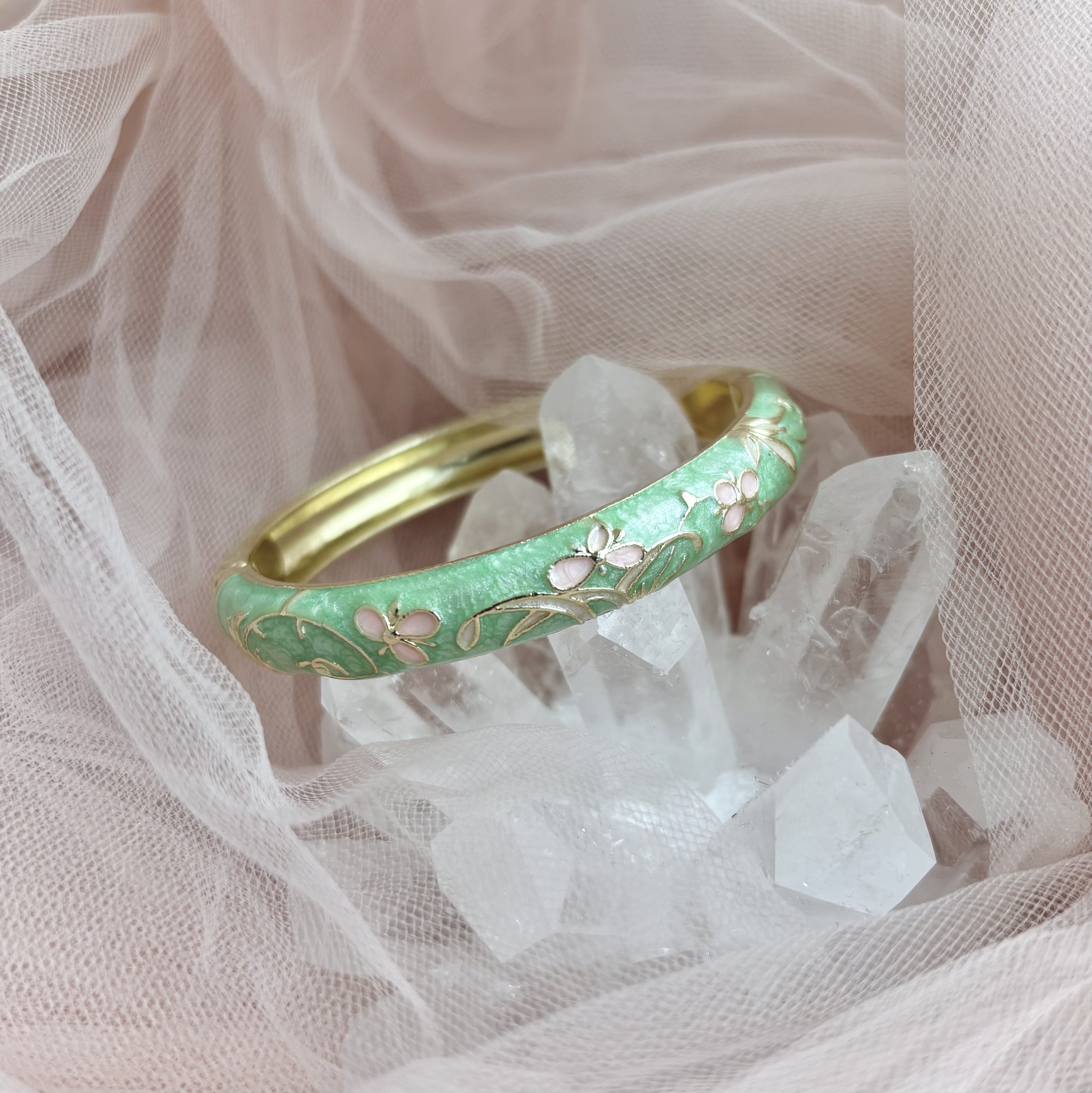 Cloisonné Enamel Bangles - Midsummer Pastel Gold Stacking Bracelets
