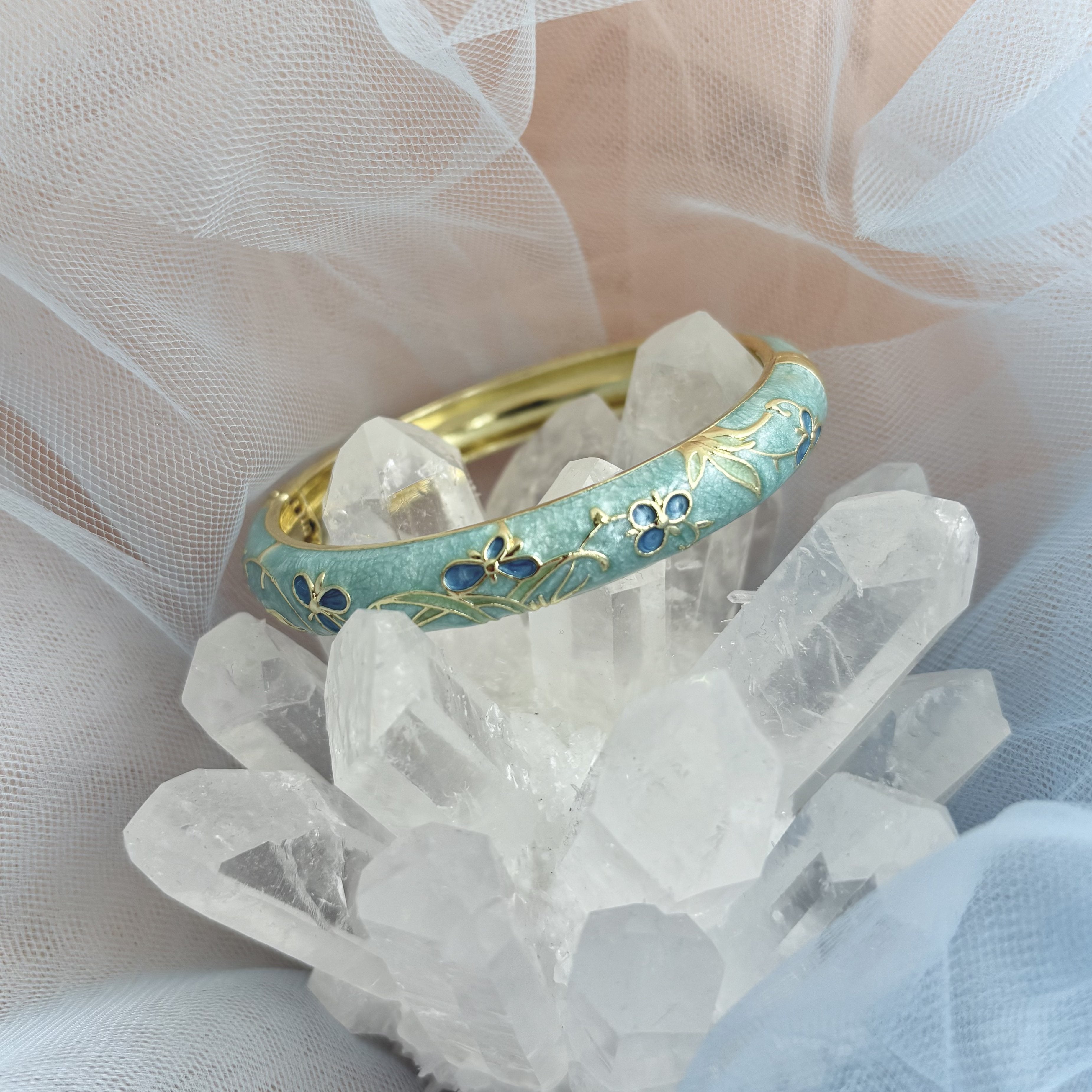 Cloisonné Enamel Bangles - Midsummer Pastel Gold Stacking Bracelets