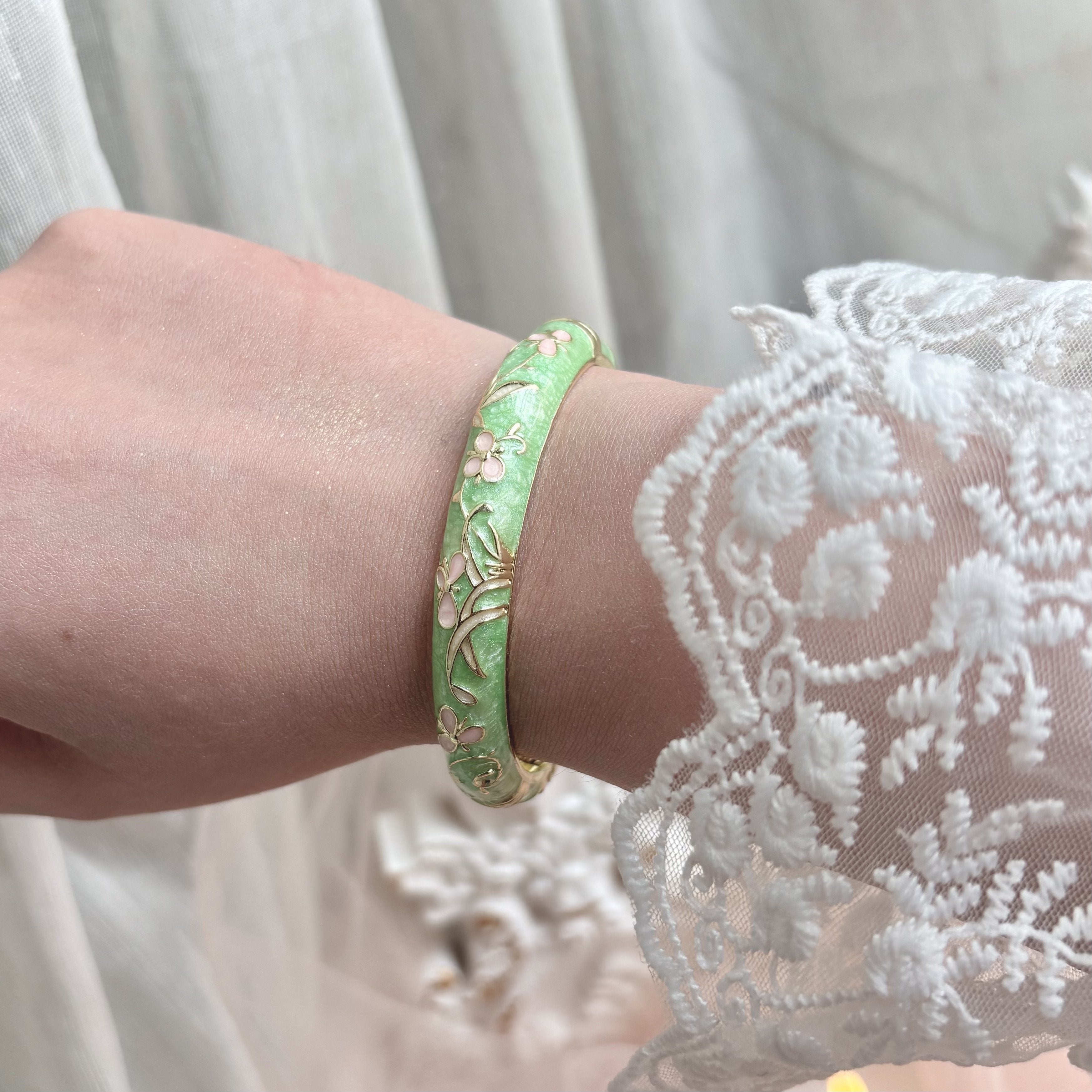 Cloisonné Enamel Bangles - Midsummer Pastel Gold Stacking Bracelets