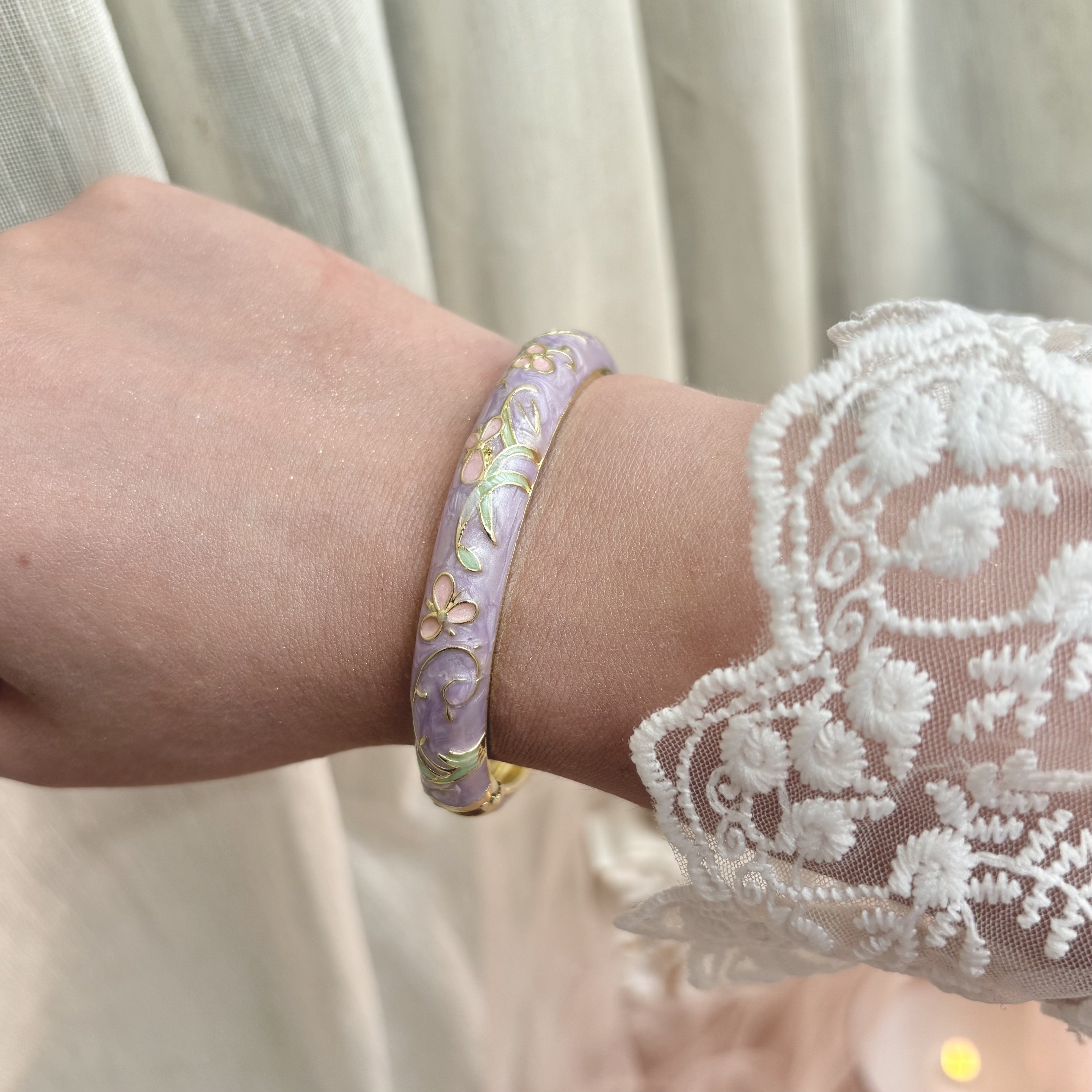 Cloisonné Enamel Bangles - Midsummer Pastel Gold Stacking Bracelets