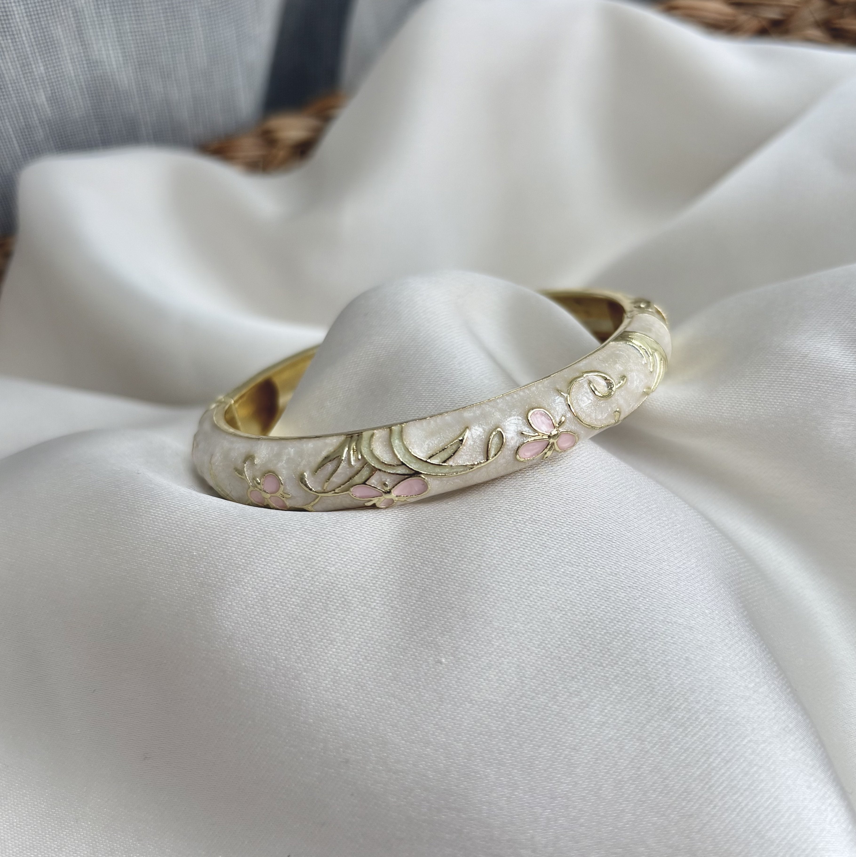 Cloisonné Enamel Bangles - Midsummer Pastel Gold Stacking Bracelets