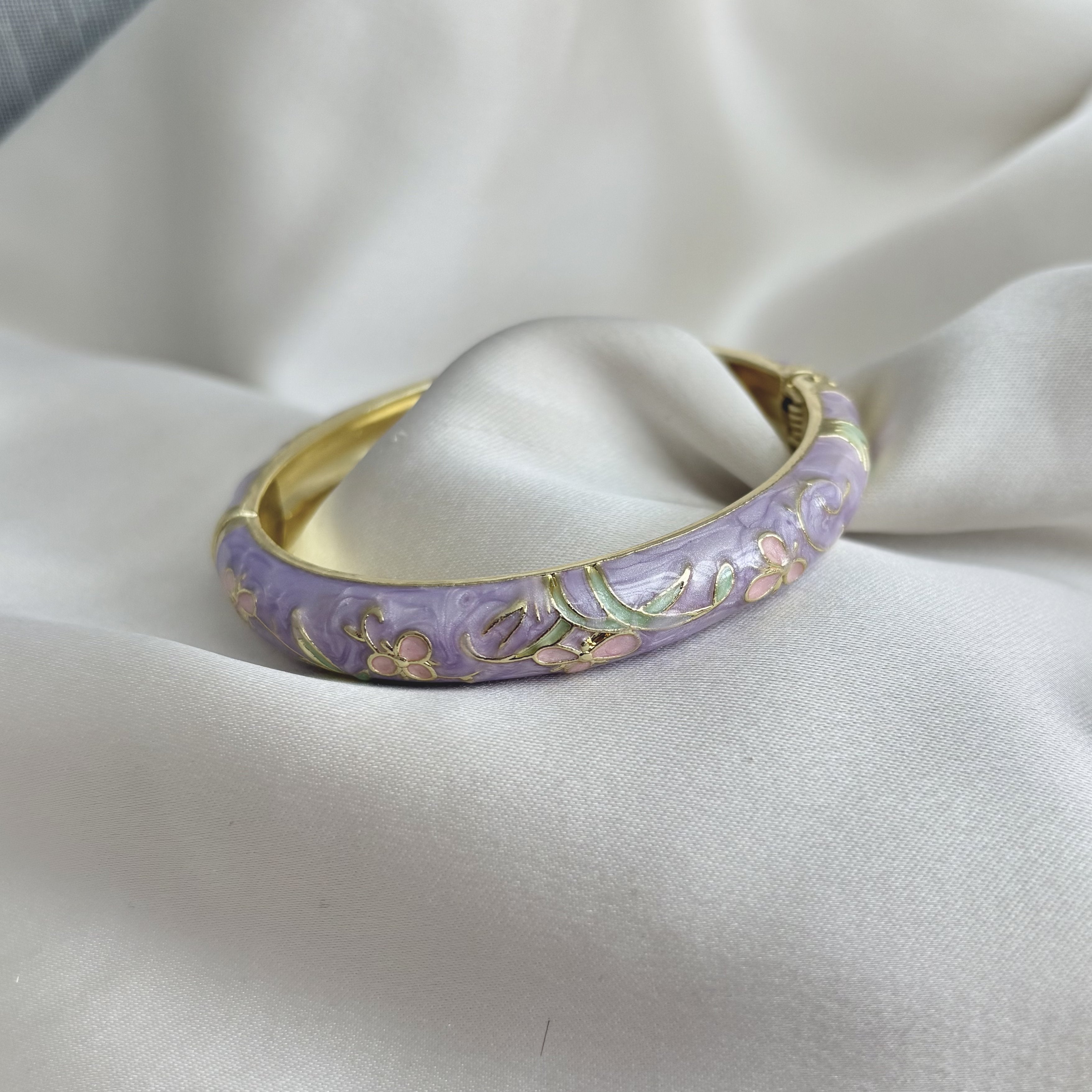Cloisonné Enamel Bangles - Midsummer Pastel Gold Stacking Bracelets
