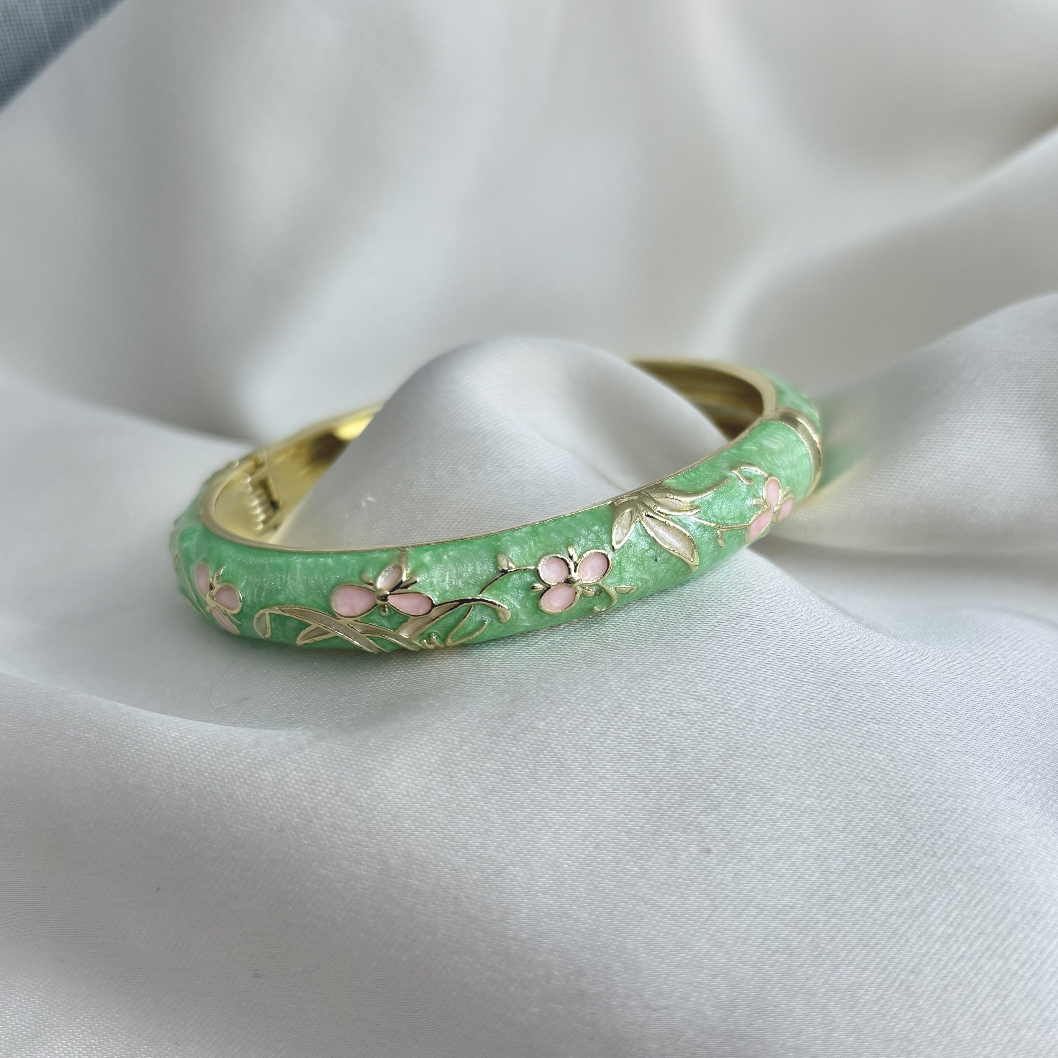 Cloisonné Enamel Bangles - Midsummer Pastel Gold Stacking Bracelets