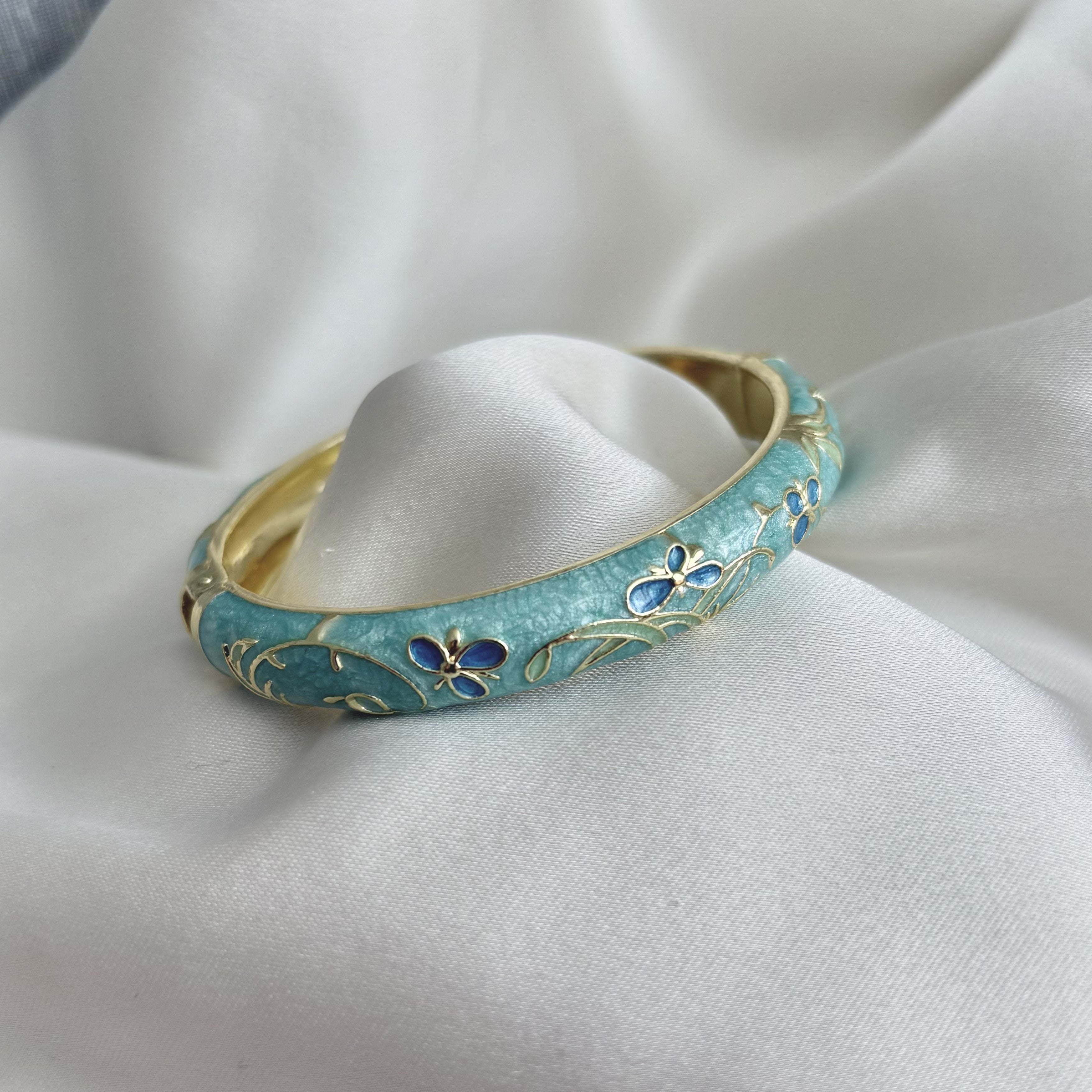 Cloisonné Enamel Bangles - Midsummer Pastel Gold Stacking Bracelets