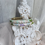 Cloisonné Enamel Bangles -Lotus Flower Gold Stacking Bracelets