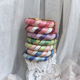 Cloisonné Enamel Colourful Bangles - Candy Twirl Gold Stacking Bracelets