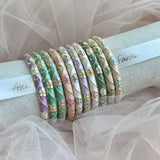 Cloisonné Enamel Flower Bangles -Midsummer Daisy Gold Stacking Bracelets