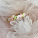 Cloisonné Enamel Colourful Bangles - Candy Twirl Gold Stacking Bracelets
