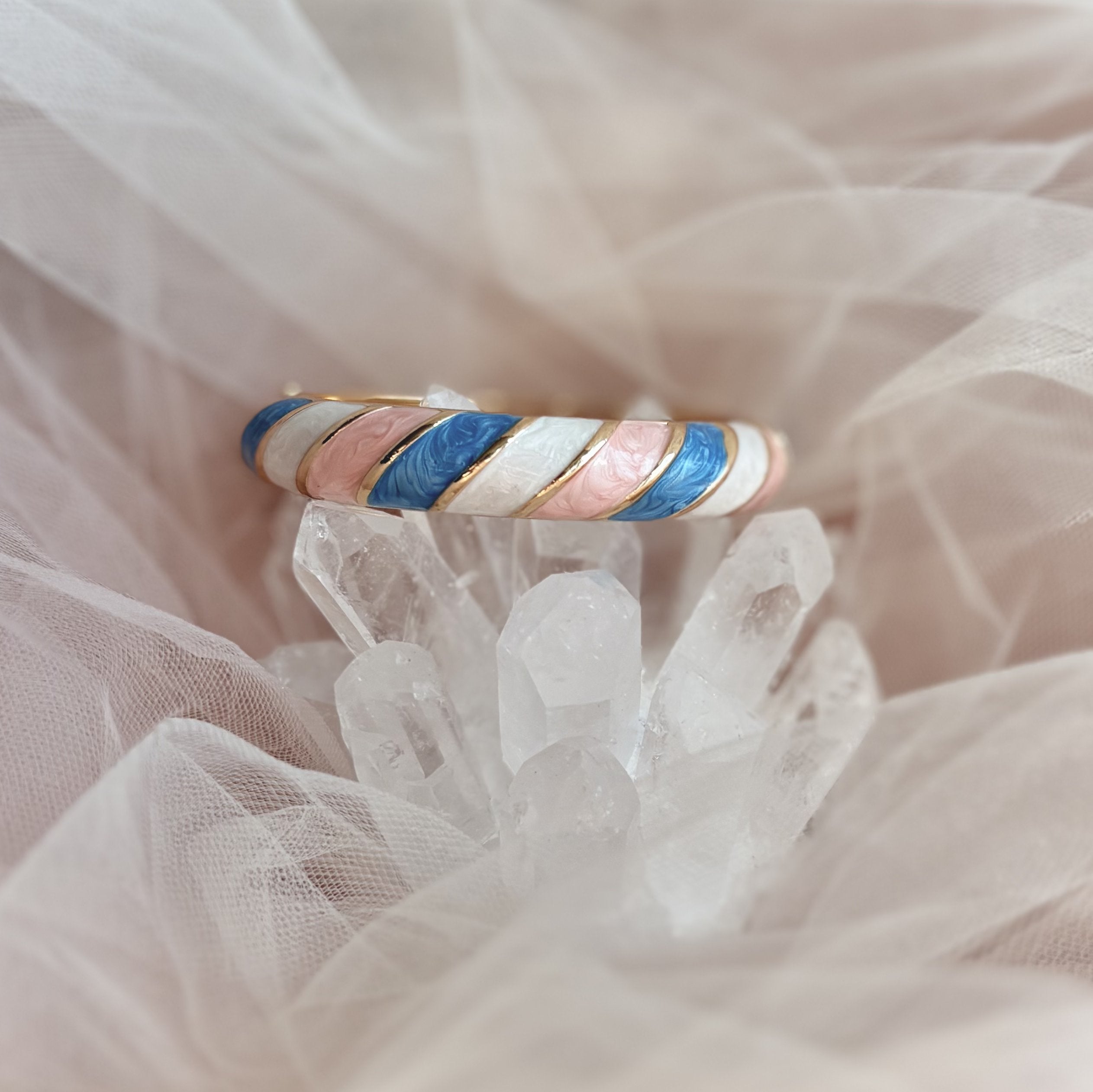 Cloisonné Enamel Colourful Bangles - Candy Twirl Gold Stacking Bracelets