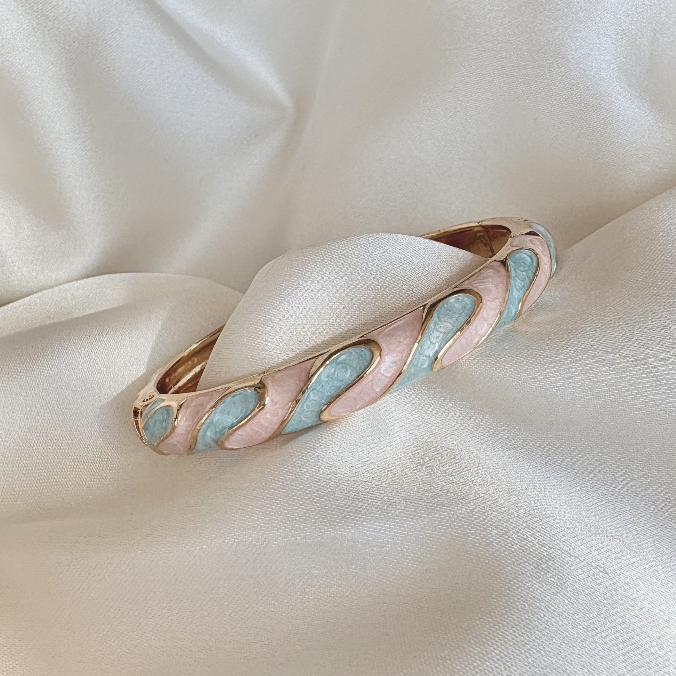 Cloisonné Enamel Bangles - Buttercream Frosting Gold Stacking Bracelets