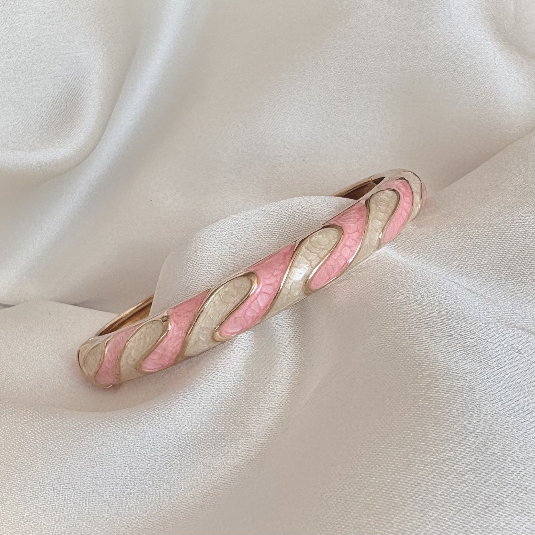 Cloisonné Enamel Bangles - Buttercream Frosting Gold Stacking Bracelets