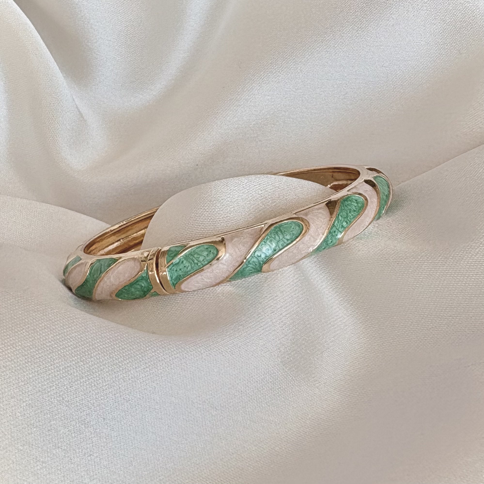 Cloisonné Enamel Bangles - Buttercream Frosting Gold Stacking Bracelets