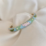 Cloisonné Enamel Bangles -Lotus Flower Gold Stacking Bracelets