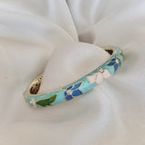 Cloisonné Enamel Bangles -Lotus Flower Gold Stacking Bracelets