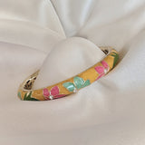Cloisonné Enamel Bangles -Lotus Flower Gold Stacking Bracelets