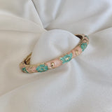 Cloisonné Enamel Bangles - Maple Moonflower Gold Stacking Bracelets