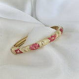 Cloisonné Enamel Bangles - Maple Moonflower Gold Stacking Bracelets