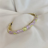Cloisonné Enamel Flower Bangles -Midsummer Daisy Gold Stacking Bracelets