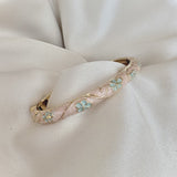 Cloisonné Enamel Flower Bangles -Midsummer Daisy Gold Stacking Bracelets