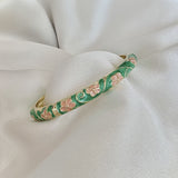 Cloisonné Enamel Flower Bangles -Midsummer Daisy Gold Stacking Bracelets