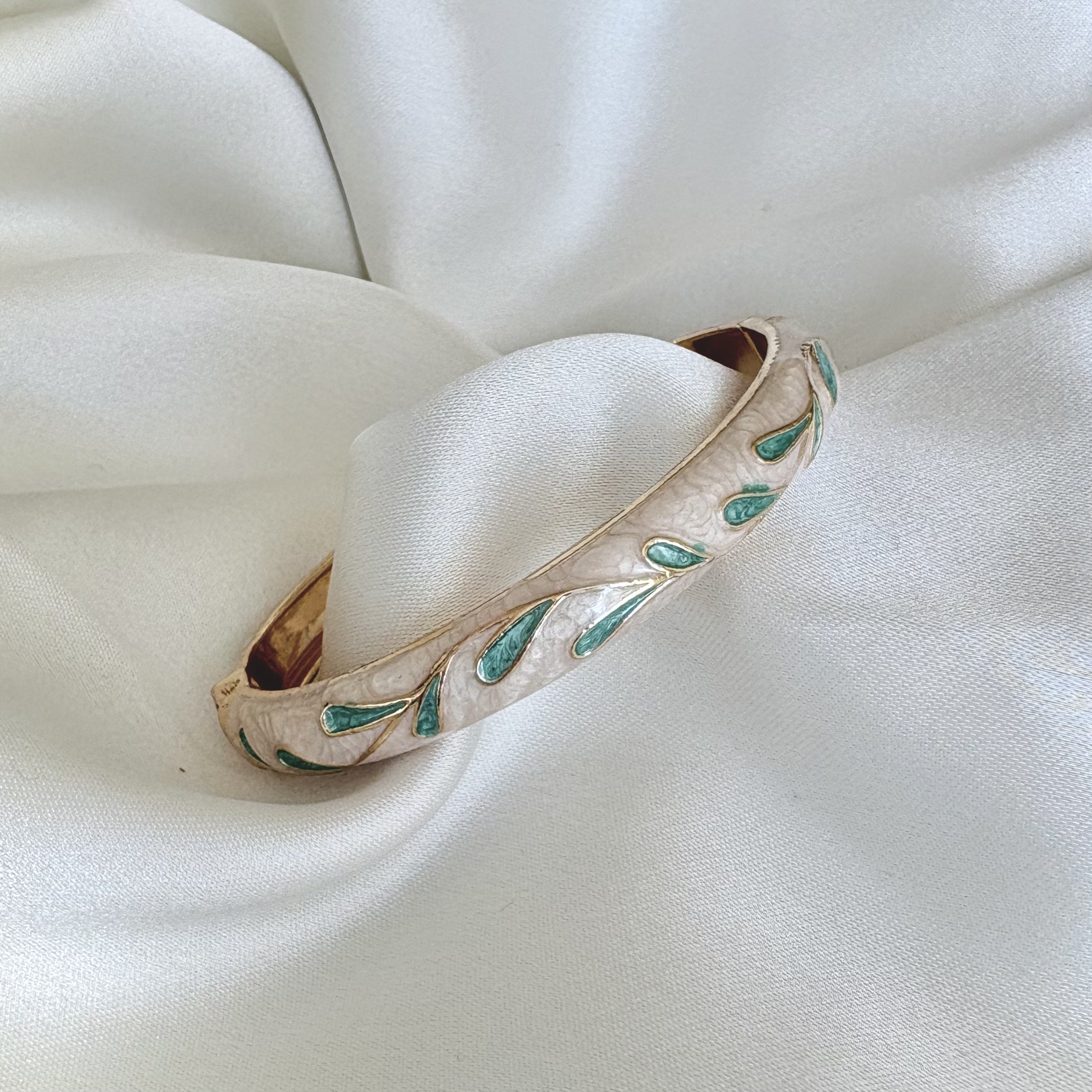 Cloisonné Enamel Pastel Bangles - Meadow Swirl Gold Stacking Bracelets