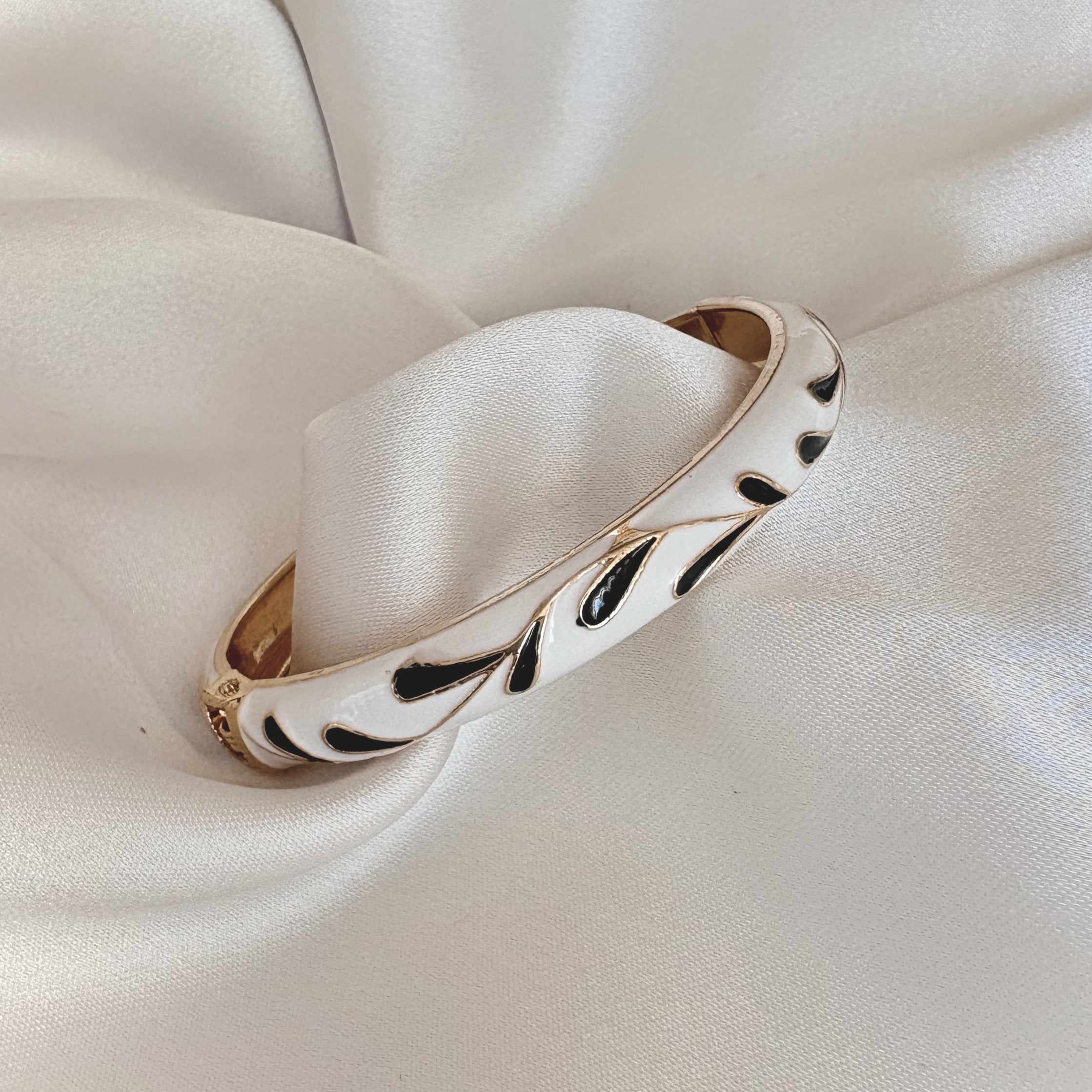Cloisonné Enamel Pastel Bangles - Meadow Swirl Gold Stacking Bracelets
